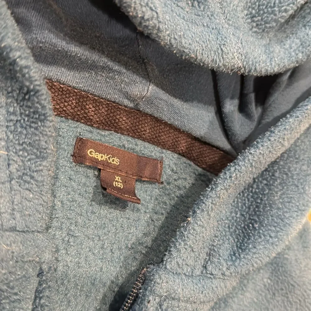 GAP Teal Full-Zip Hoodie Blue kids XL Cotton Zip up hoodie 12 - Picture 2 of 6